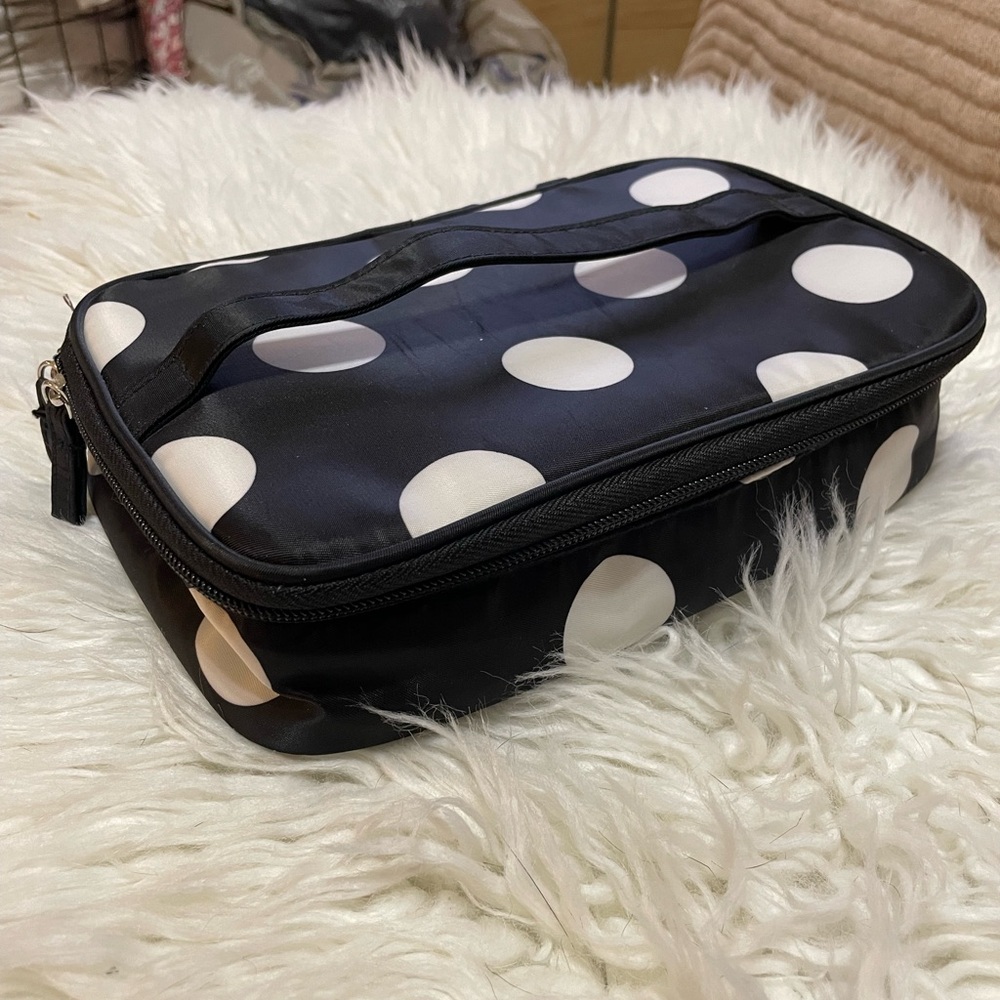 Black and White Polka Dot Cosmetic Bag